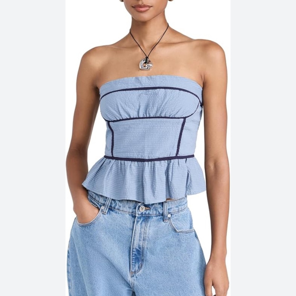 Free People Tara Tube Top in Faded Denim size large NWT